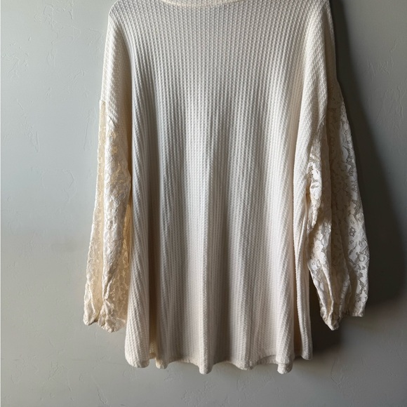 Torrid Cream Sweater with Lace Sleeves - Picture 12 of 12